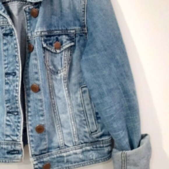 American Eagle Denim Jacket Medium Wash Pockets Button Snap Front Western XL - Picture 7 of 13